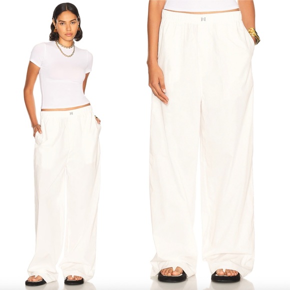 Helsa Cotton Poplin Pajama Pant White - Picture 1 of 7